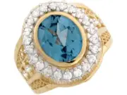 10k or 14k Real Gold Simulated Aquamarine March Birthstone CZ Mens Ring