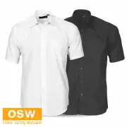 Mens Black, White Business SHORT SLEEVE Poly Cotton Office Corporate WORK Shirt