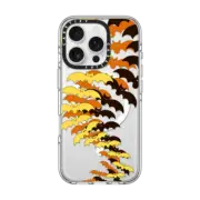 iPhone 16 Pro Clear Case MagSafe Compatible GONE BATTY 3, HALLOWEEN BATS SPOOKY ORANGE YELLOW BLACK SCARY CREEPY TRANSPARENT
