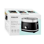 Philex 2-Slice 240V Retro Electric Compact Bread Toaster 815W 30x19cm Black