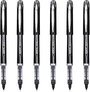 EYEYE Black Pen Roller Ball Needle Tip 0.5mm Quick Dry, 6 Pack Liquid Ink Rollerball Pens Extra Fine Point Smooth Writing Pens for Journaling, Note Taking, Office, School Supplies