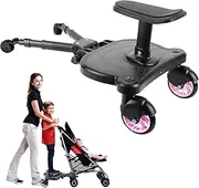 Buggy Board with seat, Standing Board, Toddlers Stroller Board Kiddy Board Stable Two Wheel Design with Seat, Standing Board fits Any Pushchair (Pink) (Pink)