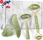 4-Pcs Jade Roller & Gua Sha Set, Anti-Aging Facial Roller for Face & Neck