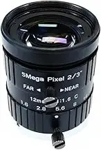 Industrial CCTV Lens 12mm HD 5MP C-Mount Aperture F1.6 Image Format 2/3 Inch for Surveillance Security IP Cameras