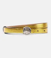 [Etro] Etro 15mm metallic leather belt Inch 35.5 silver