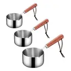 Stainless Steel Small Saucepan with Anti Scald Wooden Handle for Burning Oil