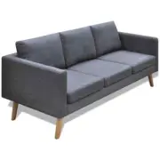 3-Seater Sofa Office Living Room Modern Lounge Couch Futon Fabric Dark Grey