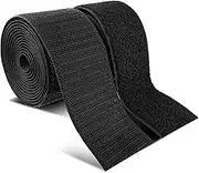 Bewudy 2-Inch Wide Sew On Hook and Loop Strips, 6 Ft Nylon Fabric Fastener Interlocking Tape, Heavy Duty Industrial Strength for Clothing Sewing DIY Projects (Black)