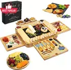 Bamboo Cheese Board Set Extra Large Charcuterie Board with Knives Serving Tray