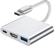 Dewfigs 3-in-1 USB C HDMI Multiport Adapter, 4K30Hz HDMI, USB 3.0, Thunderbolt 3/4, 100W PD for MacBook Pro iPad Pro Air Galaxy S20 Dell XPS 13 15