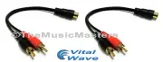 2 Premium RCA Audio "Y" Cable Adapter HQ Splitter 1 Female to 2 Male Plugs VWLTW