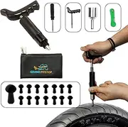 GrandPitstop Tubeless Tire Puncture Repair Kit for Motorcycle and Cars with 15 Mushroom Plugs