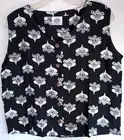 Button Blouse, Rayon, Sleeveless, Lotus Batik, Black and White, Large