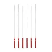 6pcs Kebob Skewers 60cmx10mmx2mm Stainless Steel Flat Sticks with Wood Handle