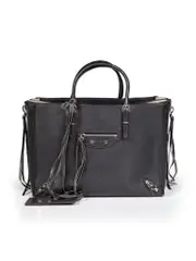 Black Leather Papier A6 Zip Around Bag