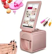 3D Nail Printer Machine-3D Smart Nail Printer Robot-Digital Mobile Nail Art Stamping Printer with 10.1 Touch Screen Support WiFi/DIY-for Nail Studio/Manicurist/Nail Desktop Nail Printer Nail Pink