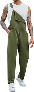 Runcati Men's Bib Overalls Cotton Relaxed Fit Pants Fashion Workwear Jumpsuit with Pockets