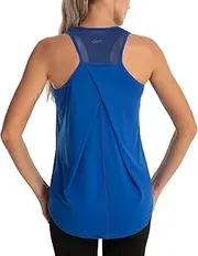 KiRYu Womens Workout Tops for Women Racerback Tank Tops Mesh Yoga Shirts Athletic Running Tank Tops Sleeveless Gym Clothes Dark Blue