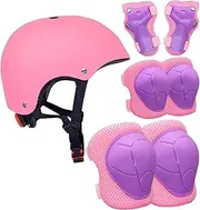 Kids Helmets and Pads Set, Cycling Protective Gear for Kids, Protective Gear Set for Skateboard, 3-10 Years Bike Helmets with Knee and Elbow Pads Wrist Guards