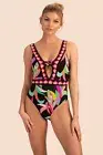 NWT $162 Sz 14 Trina Turk Bird Of Paradise Plunge One Piece Swimsuit