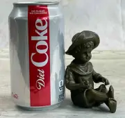 Collectible Handcrafted sitting Young Boy Bronze Classic Masterpiece Statue Artw