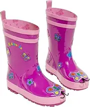 [Kidorable] Purple Butterfly Natural Rubber Rain Boots w/Pull On Heel Tab