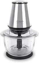 CASO UZ 400 - Universal Chopper 4 Premium Stainless Steel Knives, Heavy Duty Glass Container with 1.2 Litre Capacity, Ideal Chopper for Fruit, Vegetables, Fish, Meat, Nuts