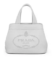 Prada Small Leather Tote in Grey