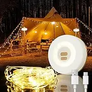 UOEPOWA 32.8FT Camping String Lights, 2 in 1 Outdoor String Lights with 7 Lighting Modes, Durable and Waterproof, Type-C Fast Charging Portable Camping Lights for Valentine/Party Decoration(10M)