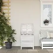 50 x 49 x 56.5 cm Outdoor Storage Box, Solid Wood Fir Garden Storage Bench for Store Patio Cushions, Gardening Tools, Toys, Easy to Assemble, White