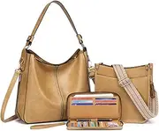 [BAVERGE] Purses for Women 3PCS, Crossbody Bags Set Large Leather Purse Shoulder Handbags with Wallet Adjustable Straps for Ladies Tote