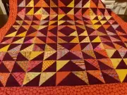 Kaffe Fasset Tranquil Triangles Handmade Blanket Lap Quilt Throw Purple Orange