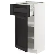 METOD / MAXIMERA base cabinet with drawer/door, white/Lerhyttan black stained, 40x37x80 cm