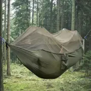 Outdoor Hammock Bed With Mosquito Net, Swinging Camping Hanging Tree Strap Hook