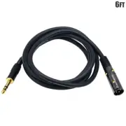 6FT Premium XLR 3Pin Male to 6.35mm 1/4" Stereo Male Microphone Audio Cable Gold