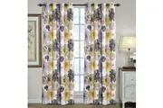 2x Blockout Yellow Floral Curtains Pair Eyelet Blackout Curtain Draperies for Living, Multi Color and Size
