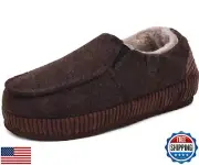 ONCAI Men’s Slippers Cotton-Blend Moccasins Warm Closed Back Corduroy House S