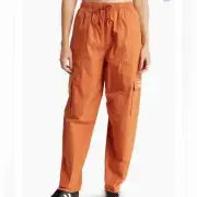 OBEY Sunny Poplin Cargo Pants Women Small Bombay Brown Lightweight Baggy NWT