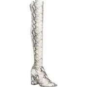 Steve Madden Women’s Jacoby Natural Snake Boots Partial Side Zipper NIB