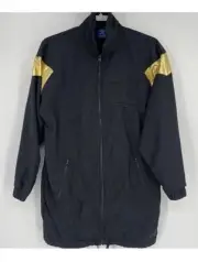 Adidas Originals Gold Panel Long Track Jacket Black Trefoil Logo Women Small B1