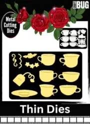 CRAFTBUG DIES CUT EMBOSS & STENCIL THIN DIES ~TIME FOR TEA & COFFEE E58-B14