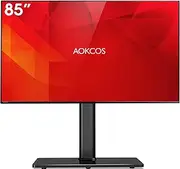 AOKCOS Universal Swivel TV Stand Table Top Stand for 43 to 85 inch TVs 50 Degree Swivel, 8 Level Height Adjustable with Tilting, Heavy Duty Tempered Glass Base, Holds up 132lbs, MAX VESA 400x600mm