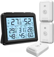 ORIA Digital Thermometer Hygrometer, Indoor Outdoor Thermometer with 3 Wirele...