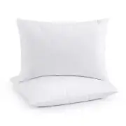 2 Pack Quilted Bed Pillows White Goose Down Feather Standard King Size Pillow