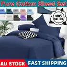 2000TC Cotton Queen Bed Flat Fitted Sheet Set King Single Double King Size Soft