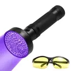 100 LED UV Blacklight Lamp LED Flashlight 395nm Detect Torch Lamp w/ Goggle