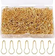 500pcs Gourd Safety Pins, 0.87in Metal Bulb Pins for Crafts Small Calabash Pin Gourd Shaped Clothing Tag Pins with Storage Box for Clothes DIY Crafting Home Accessories (Gold)