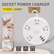 4-Port Plug Socket Power Board Surge Protected USB charger Power Strip 6FT Cable