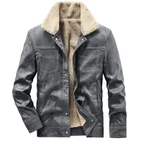 在飛比找樂天市場購物網優惠-【巴黎精品】皮衣外套機車夾克-加絨麂皮工裝時尚男外套4色p1