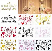 Will You Marry Me Balloon Stickers I Love You Bobo Balloon Decals 10 Pcs Mixed Color DIY Letter Self-Adhesive Window Paster Marriage Proposal Wedding Supplies